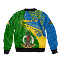Personalized Malampa Day Sleeve Zip Bomber Jacket Sand Drawing Vanuatuan Pattern LT05 - Polynesian Pride