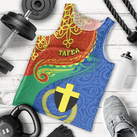 Tafea Day Men Tank Top Sand Drawing Vanuatuan Pattern LT05 Blue - Polynesian Pride