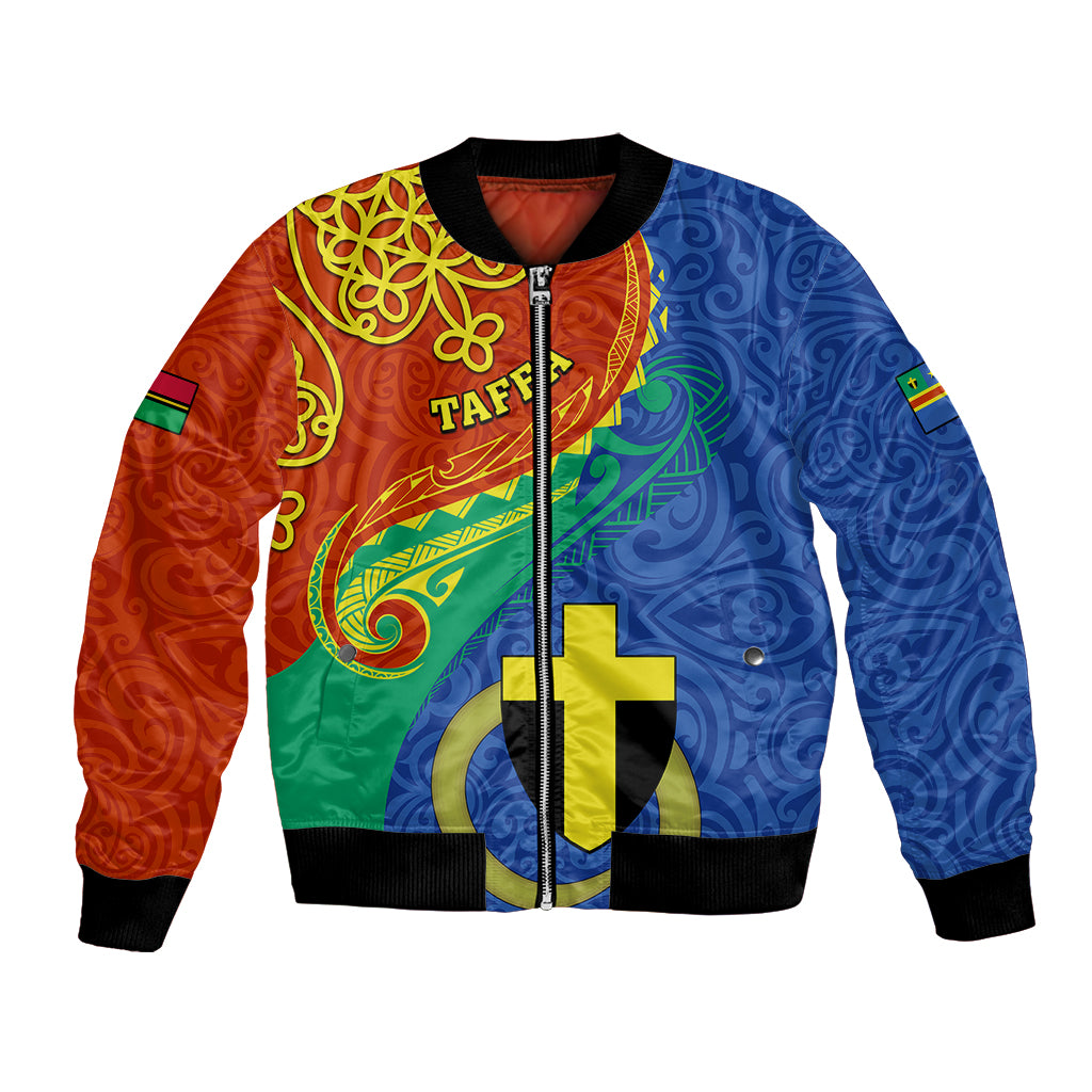 Personalized Tafea Day Bomber Jacket Sand Drawing Vanuatuan Pattern LT05 Unisex Blue - Polynesian Pride