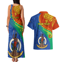 Personalized Tafea Day Couples Matching Tank Maxi Dress and Hawaiian Shirt Sand Drawing Vanuatuan Pattern LT05 - Polynesian Pride