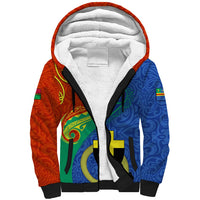 Personalized Tafea Day Sherpa Hoodie Sand Drawing Vanuatuan Pattern LT05 Unisex Blue - Polynesian Pride
