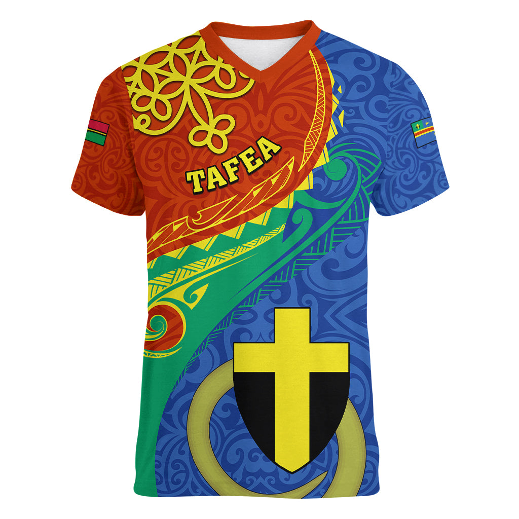 personalized-tafea-day-women-v-neck-t-shirt-sand-drawing-vanuatuan-pattern