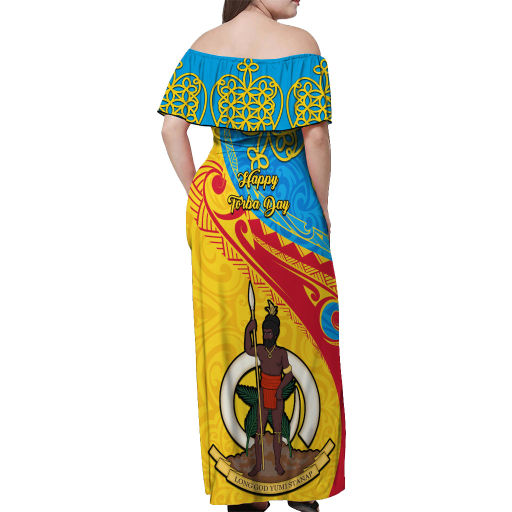 Torba Day Off Shoulder Maxi Dress Sand Drawing Vanuatuan Pattern LT05 - Polynesian Pride