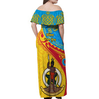 Torba Day Off Shoulder Maxi Dress Sand Drawing Vanuatuan Pattern LT05 - Polynesian Pride