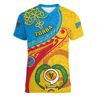 torba-day-women-v-neck-t-shirt-sand-drawing-vanuatuan-pattern