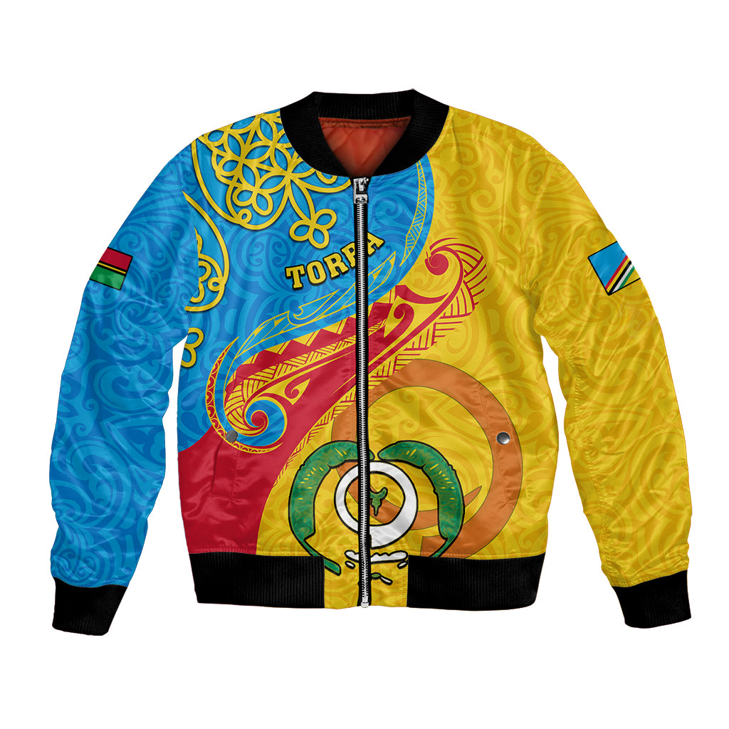 Personalized Torba Day Bomber Jacket Sand Drawing Vanuatuan Pattern LT05 Unisex Yellow - Polynesian Pride
