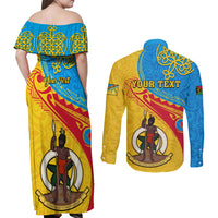 Personalized Torba Day Couples Matching Off Shoulder Maxi Dress and Long Sleeve Button Shirts Sand Drawing Vanuatuan Pattern LT05 - Polynesian Pride