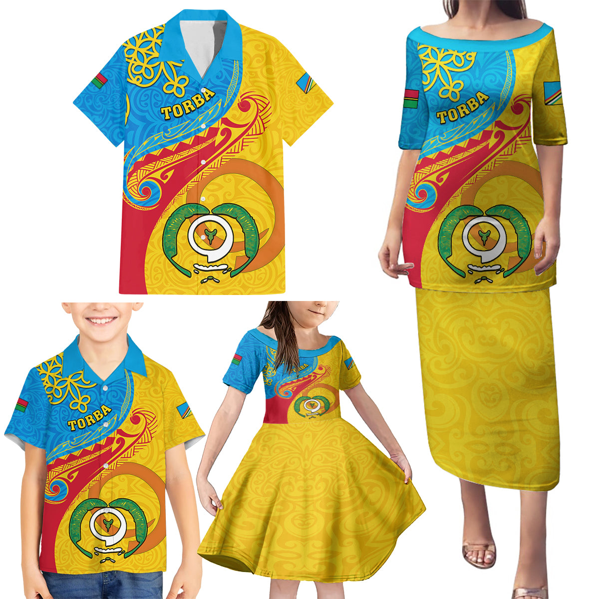 Personalized Torba Day Family Matching Puletasi Dress and Hawaiian Shirt Sand Drawing Vanuatuan Pattern LT05 - Polynesian Pride