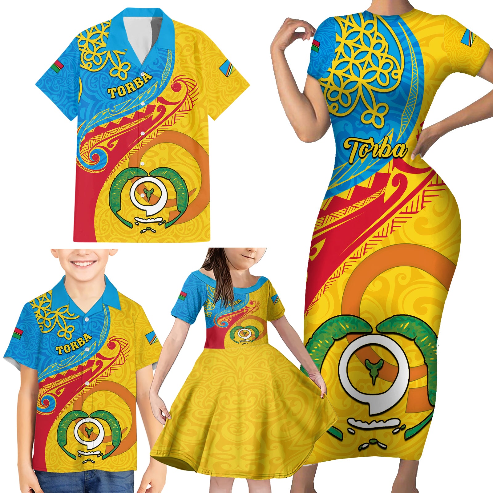 Personalized Torba Day Family Matching Short Sleeve Bodycon Dress and Hawaiian Shirt Sand Drawing Vanuatuan Pattern LT05 - Polynesian Pride