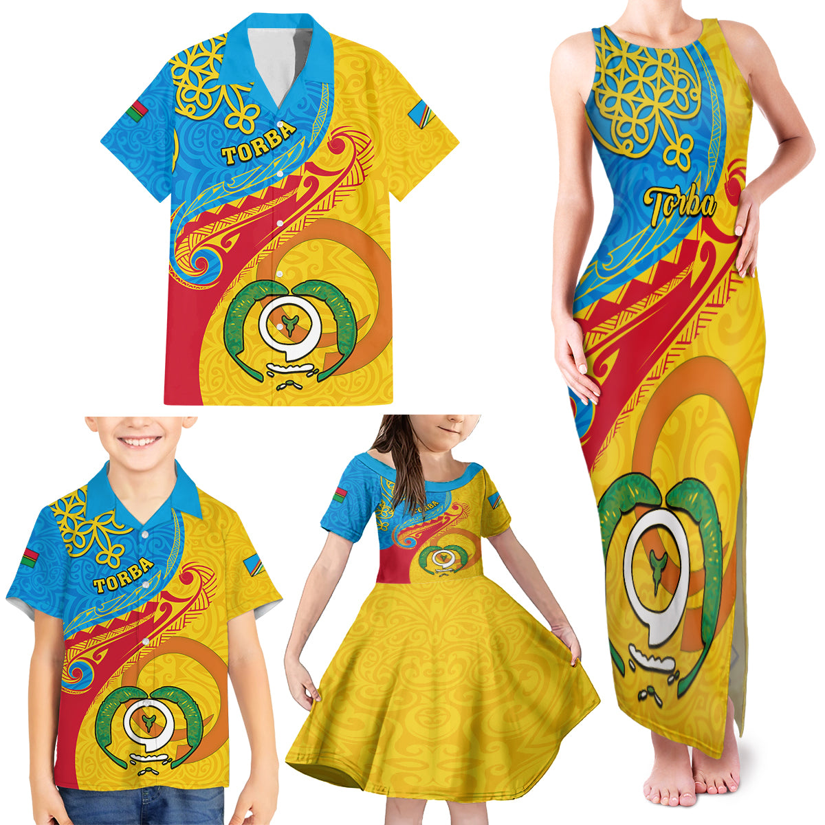 Personalized Torba Day Family Matching Tank Maxi Dress and Hawaiian Shirt Sand Drawing Vanuatuan Pattern LT05 - Polynesian Pride