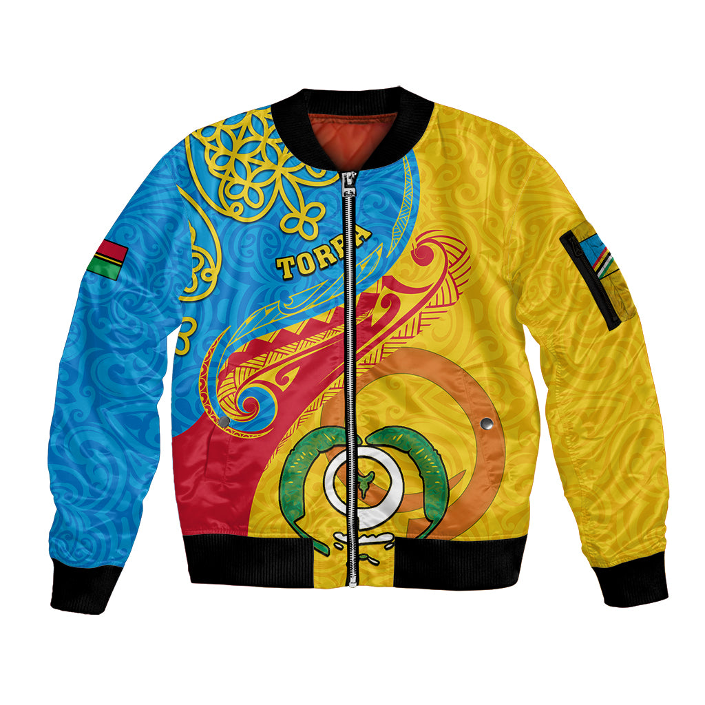 Personalized Torba Day Sleeve Zip Bomber Jacket Sand Drawing Vanuatuan Pattern LT05 Unisex Yellow - Polynesian Pride