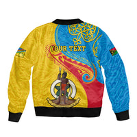 Personalized Torba Day Sleeve Zip Bomber Jacket Sand Drawing Vanuatuan Pattern LT05 - Polynesian Pride