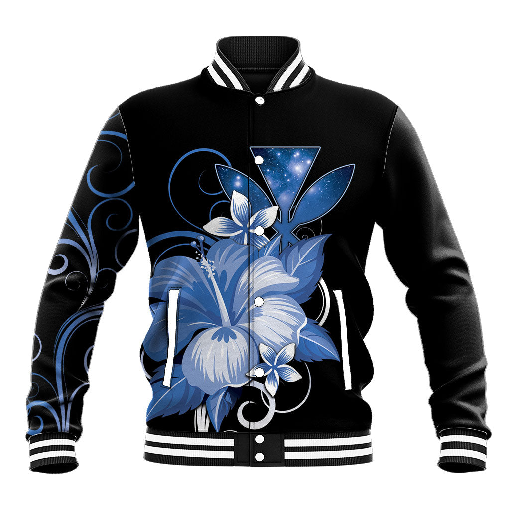 Hawaii Makahiki Kanaka Maoli Baseball Jacket Blue Hibiscus Floral Vibes LT05 Unisex Blue - Polynesian Pride