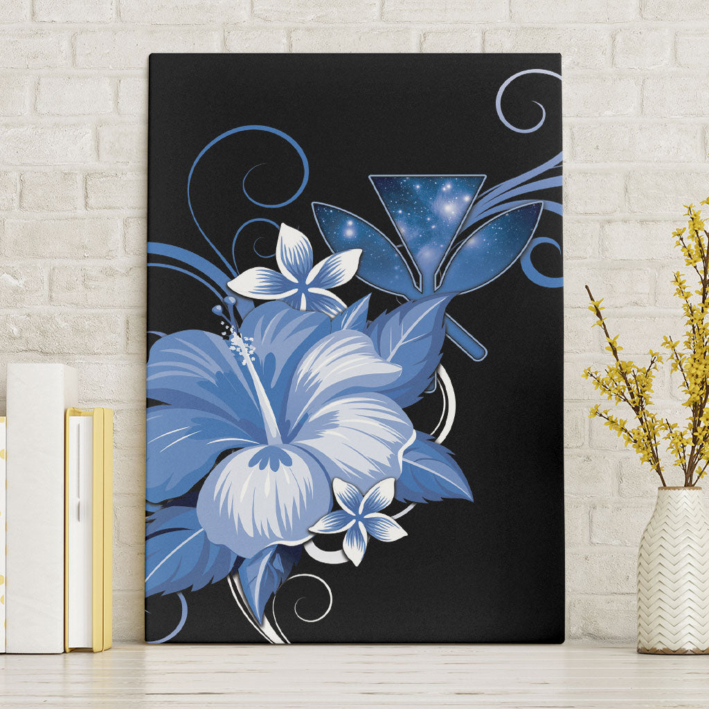 Hawaii Makahiki Kanaka Maoli Canvas Wall Art Blue Hibiscus Floral Vibes LT05 Without Frame Blue - Polynesian Pride