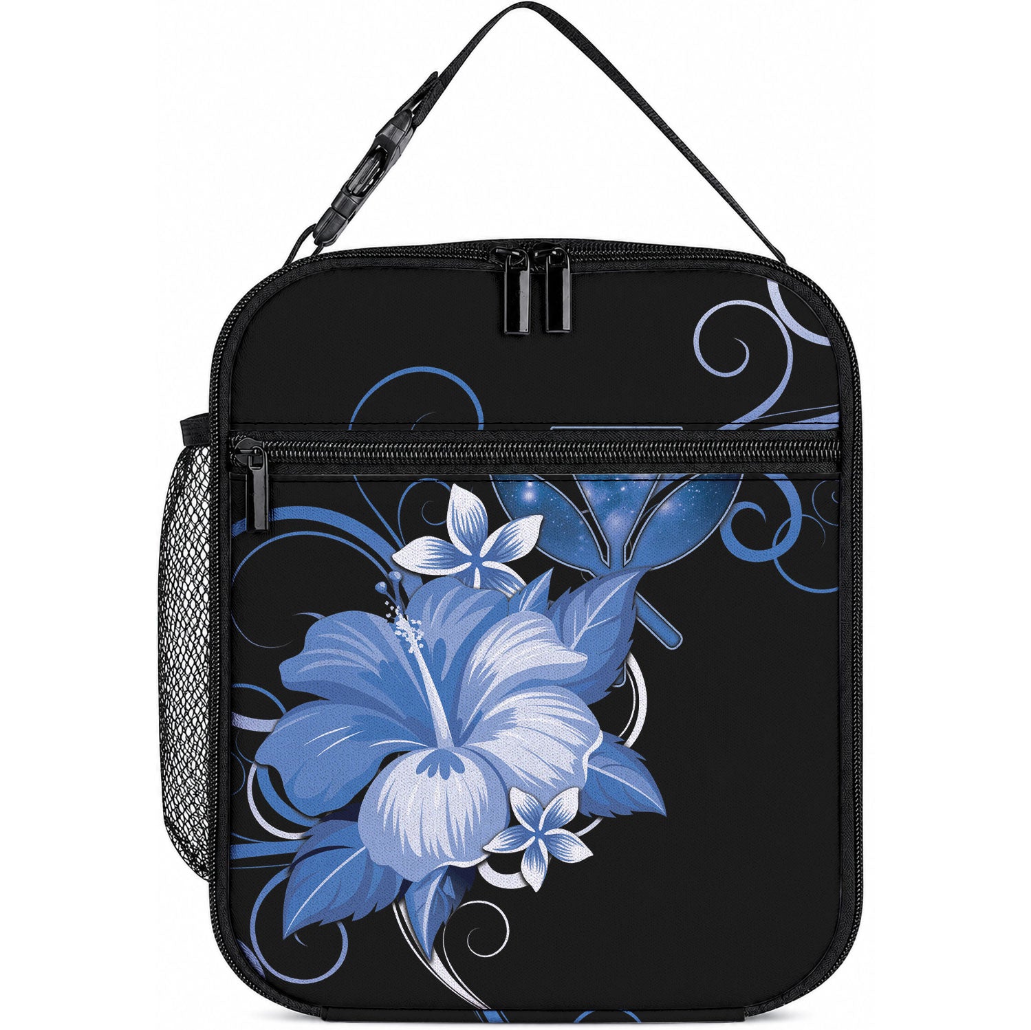 Hawaii Makahiki Kanaka Maoli Lunch Bag Blue Hibiscus Floral Vibes