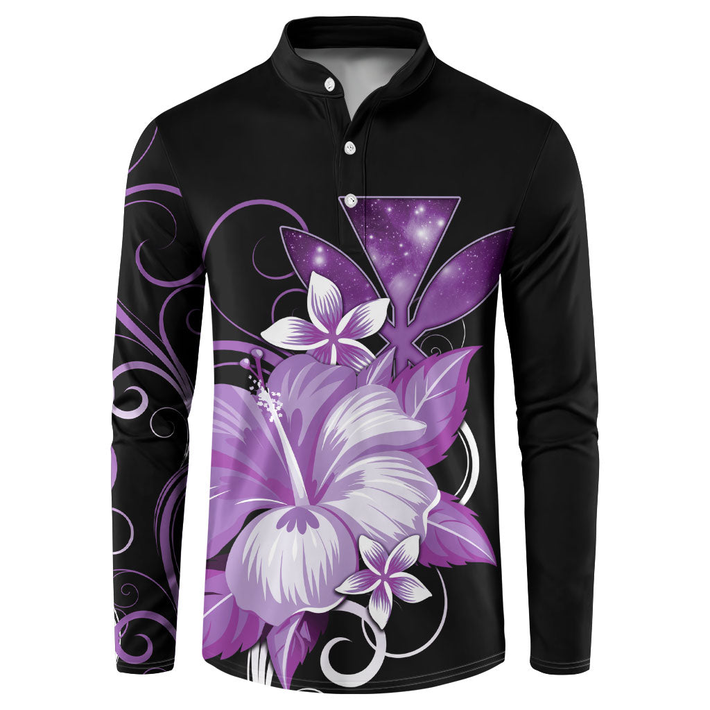 Hawaii Makahiki Kanaka Maoli Button Sweatshirt Purple Hibiscus Floral Vibes LT05 Purple - Polynesian Pride