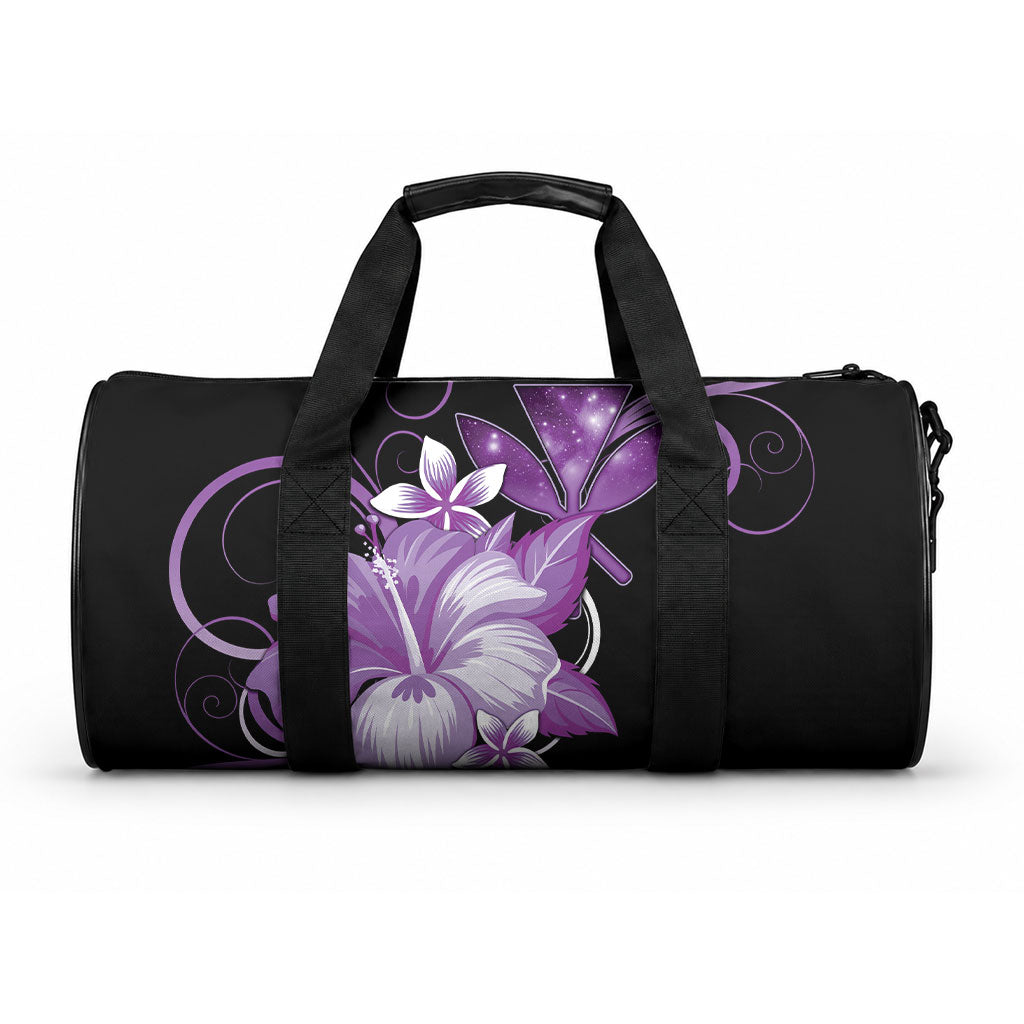Hawaii Makahiki Kanaka Maoli Duffle Bag Purple Hibiscus Floral Vibes