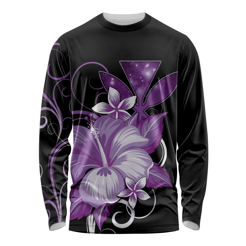 Hawaii Makahiki Kanaka Maoli Long Sleeve Shirt Purple Hibiscus Floral Vibes LT05 Unisex Purple - Polynesian Pride