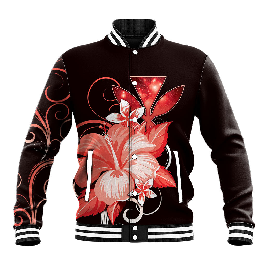 Hawaii Makahiki Kanaka Maoli Baseball Jacket Red Hibiscus Floral Vibes LT05 Unisex Red - Polynesian Pride