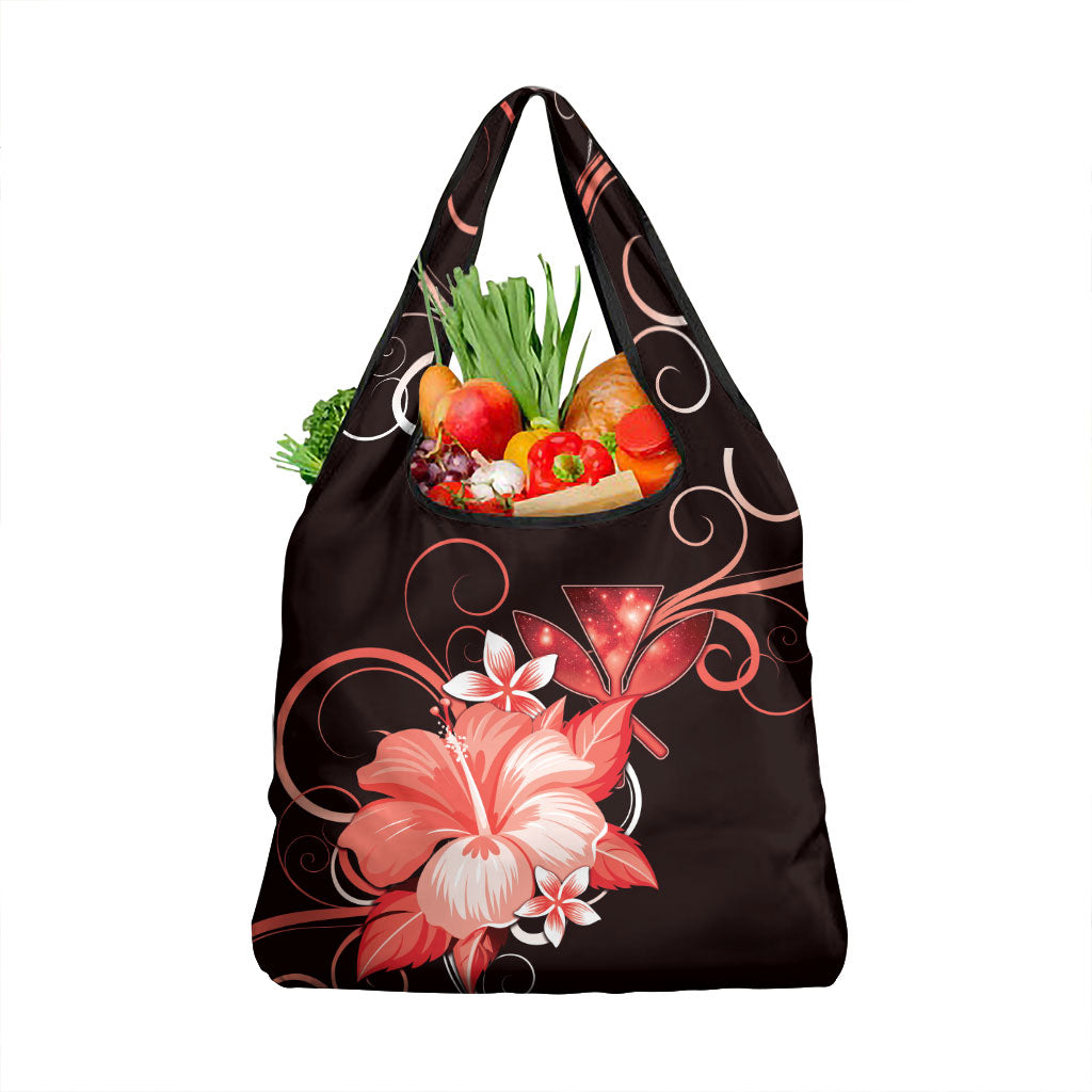 Hawaii Makahiki Kanaka Maoli Grocery Bag Red Hibiscus Floral Vibes LT05 1-pack One Size Red - Polynesian Pride
