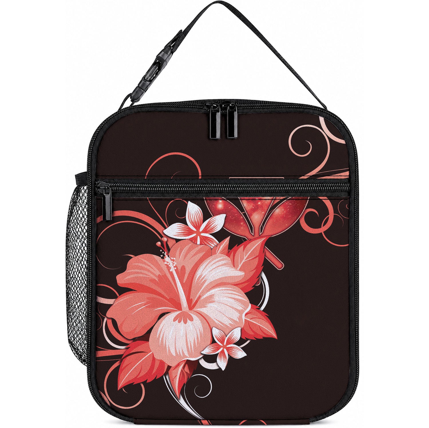 Hawaii Makahiki Kanaka Maoli Lunch Bag Red Hibiscus Floral Vibes