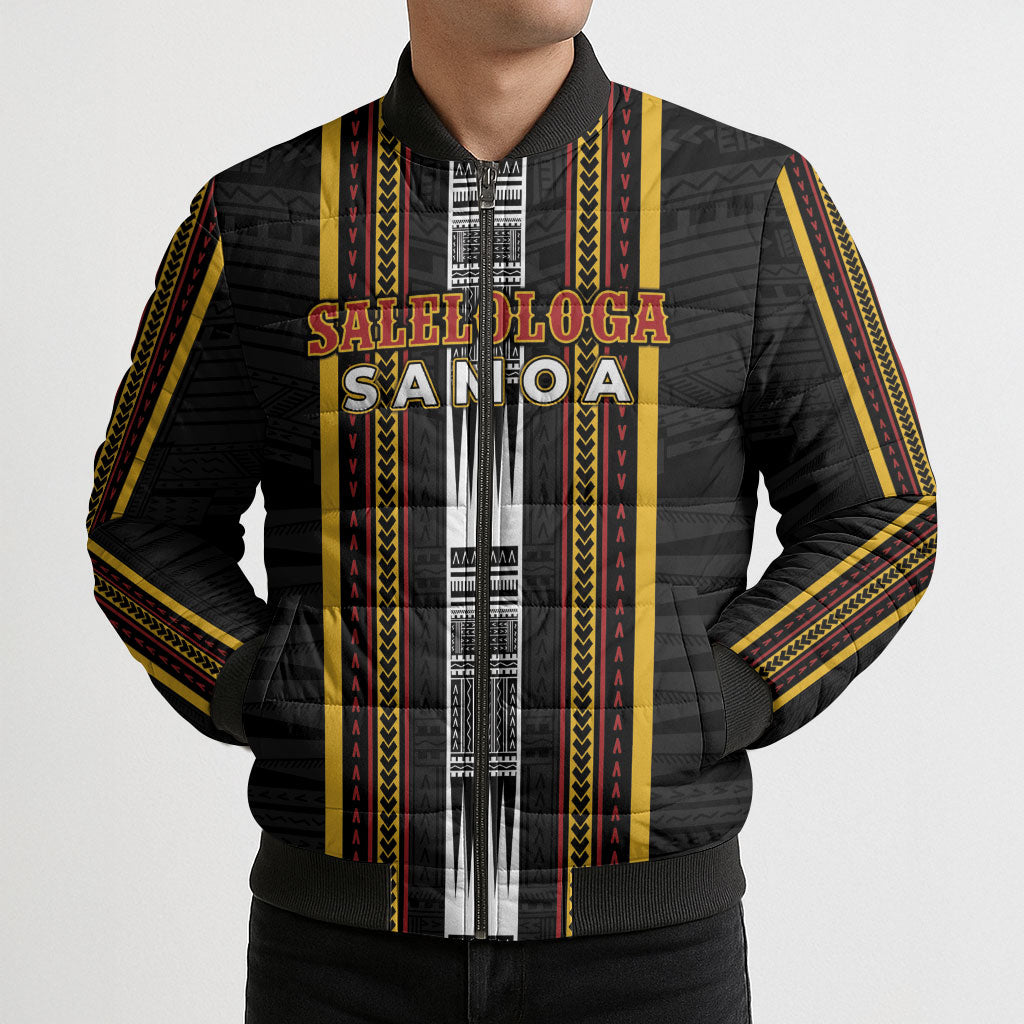 Personalised Salelologa Samoa Bomber Puffer Jacket Samoan Tribal Pattern
