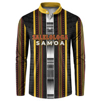 Personalised Salelologa Samoa Button Sweatshirt Samoan Tribal Pattern LT05 Black - Polynesian Pride