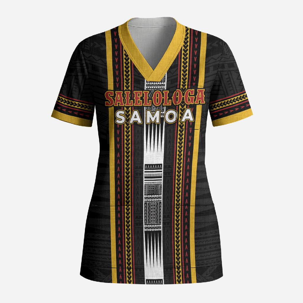 Personalised Salelologa Samoa Scrub Top Samoan Tribal Pattern