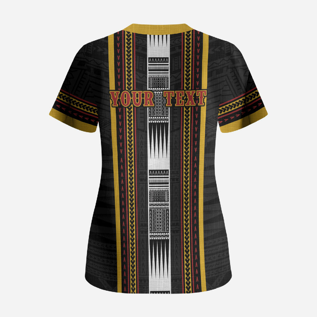 Personalised Salelologa Samoa Scrub Top Samoan Tribal Pattern