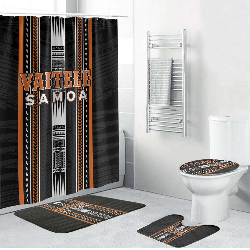 Vaitele Samoa Bathroom Set Samoan Tribal Pattern LT05 Bathroom Set (4 pcs) Orange - Polynesian Pride