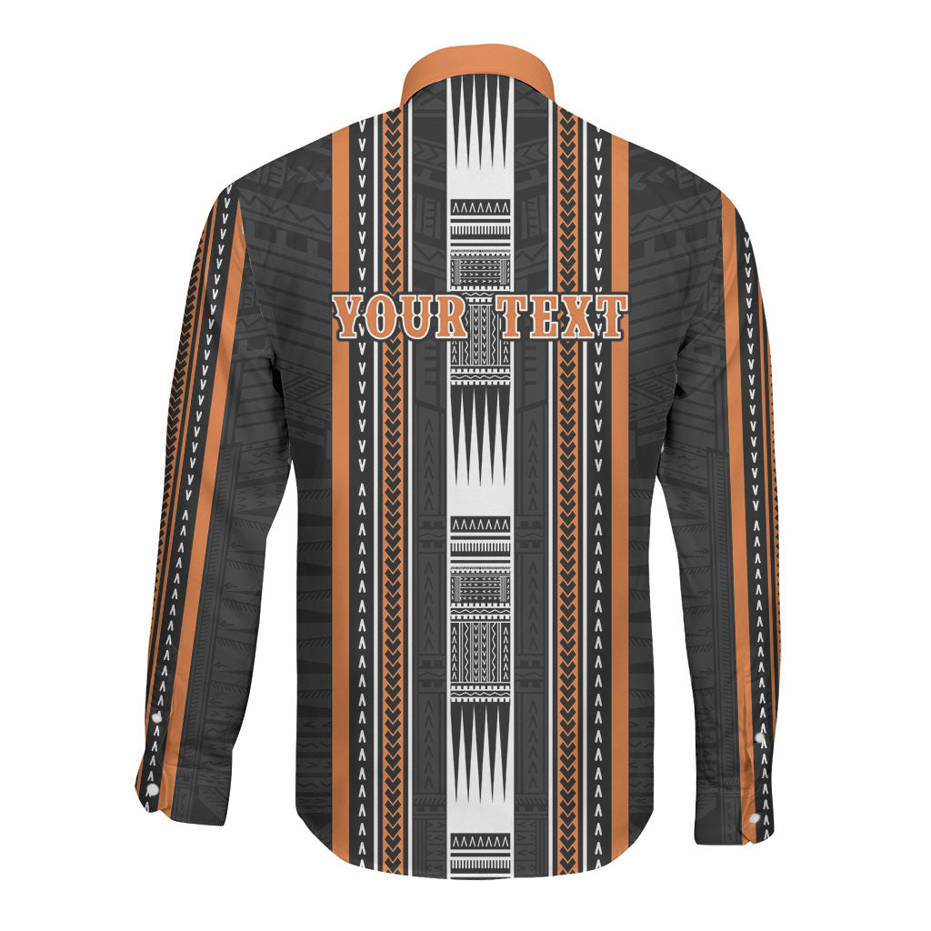 Personalised Vaitele Samoa Long Sleeve Button Shirt Samoan Tribal Pattern