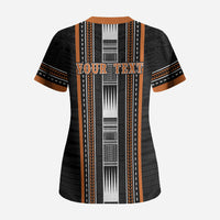 Personalised Vaitele Samoa Scrub Top Samoan Tribal Pattern