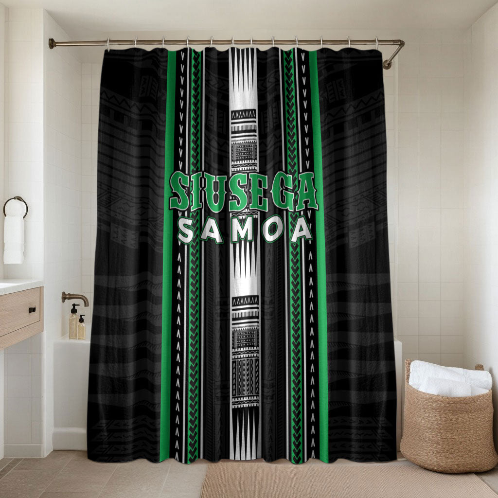 Siusega Samoa Bathroom Set Samoan Tribal Pattern LT05 Shower Curtain Only Green - Polynesian Pride