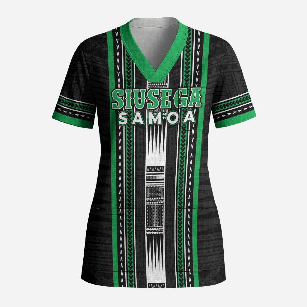 Personalised Siusega Samoa Scrub Top Samoan Tribal Pattern