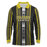 Personalised Faleasiu Samoa Long Sleeve Polo Shirt Samoan Tribal Pattern LT05 Yellow - Polynesian Pride