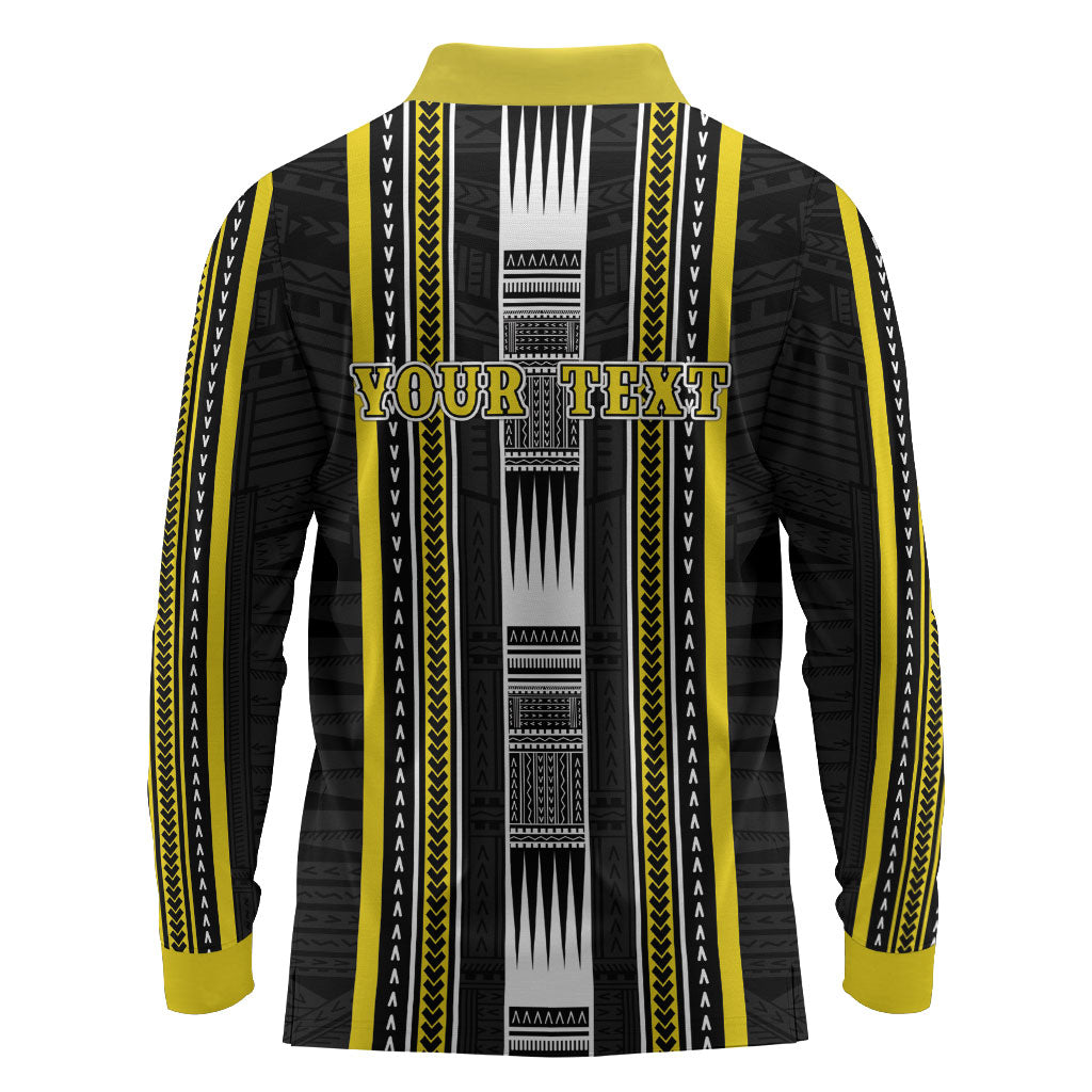 Personalised Faleasiu Samoa Long Sleeve Polo Shirt Samoan Tribal Pattern LT05 - Polynesian Pride