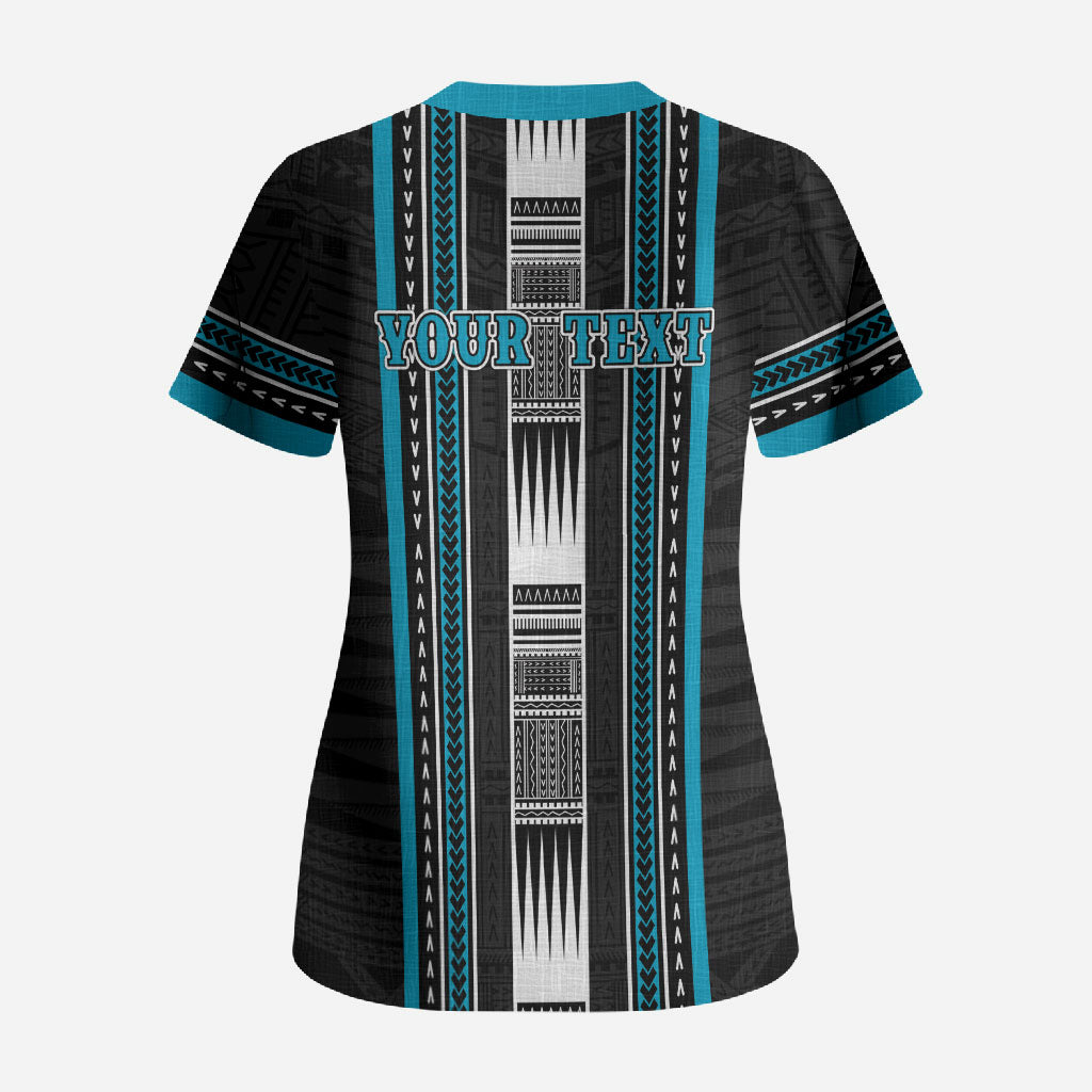 Personalised Faleula Samoa Scrub Top Samoan Tribal Pattern