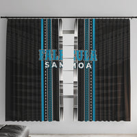 Faleula Samoa Window Curtain Samoan Tribal Pattern LT05 With Hooks Blue - Polynesian Pride