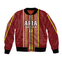 Personalised Apia Samoa Bomber Jacket Samoan Tribal Pattern LT05 Unisex Red - Polynesian Pride
