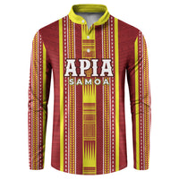 Personalised Apia Samoa Button Sweatshirt Samoan Tribal Pattern LT05 Red - Polynesian Pride
