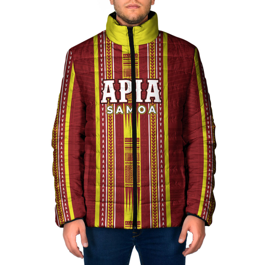 Personalised Apia Samoa Padded Jacket Samoan Tribal Pattern