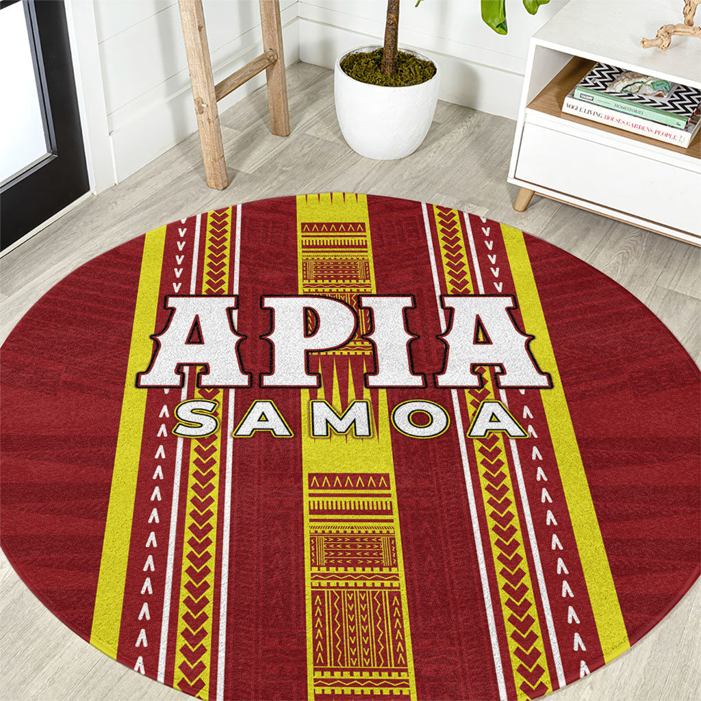 Apia Samoa Round Carpet Samoan Tribal Pattern