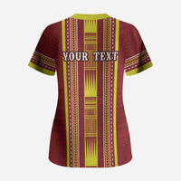 Personalised Apia Samoa Scrub Top Samoan Tribal Pattern