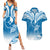 FSM Yap Constitution Day Couples Matching Summer Maxi Dress and Hawaiian Shirt Polynesian Batoids LT05 Blue - Polynesian Pride