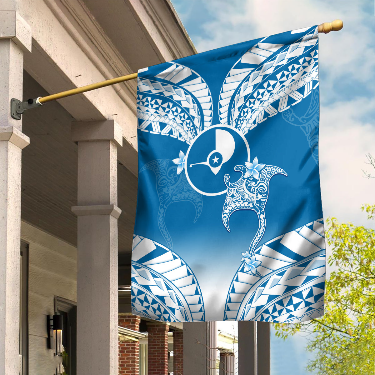 FSM Yap Constitution Day Garden Flag Polynesian Batoids LT05 House Flag Blue - Polynesian Pride