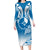 FSM Yap Constitution Day Long Sleeve Bodycon Dress Polynesian Batoids LT05 Long Dress Blue - Polynesian Pride