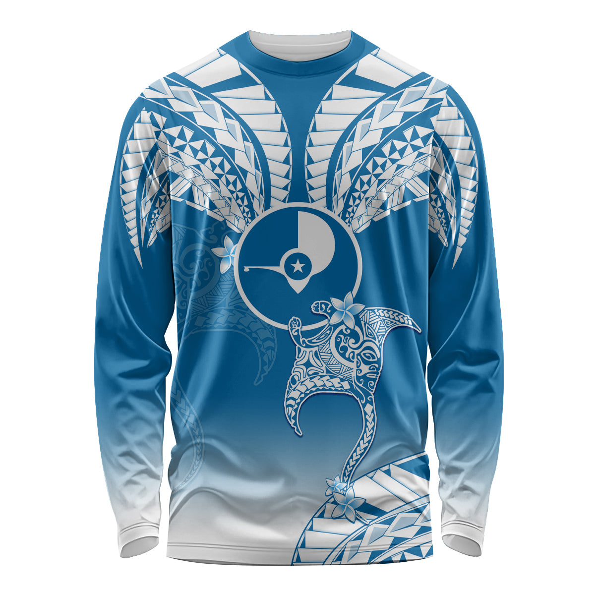 FSM Yap Constitution Day Long Sleeve Shirt Polynesian Batoids LT05 Unisex Blue - Polynesian Pride