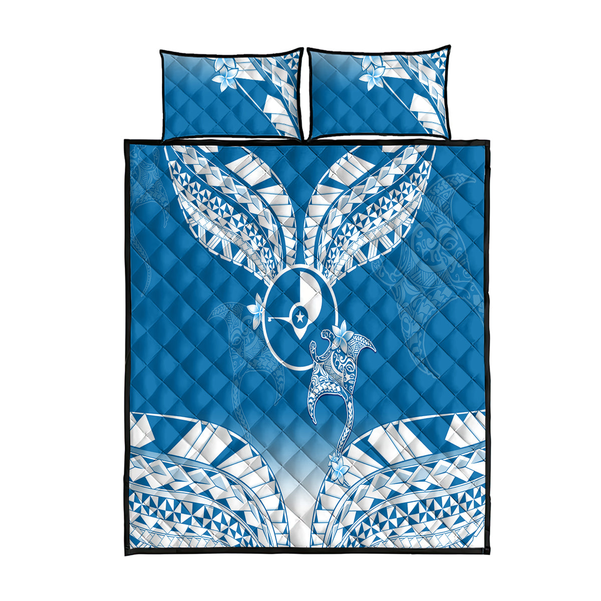 FSM Yap Constitution Day Quilt Bed Set Polynesian Batoids LT05 Blue - Polynesian Pride