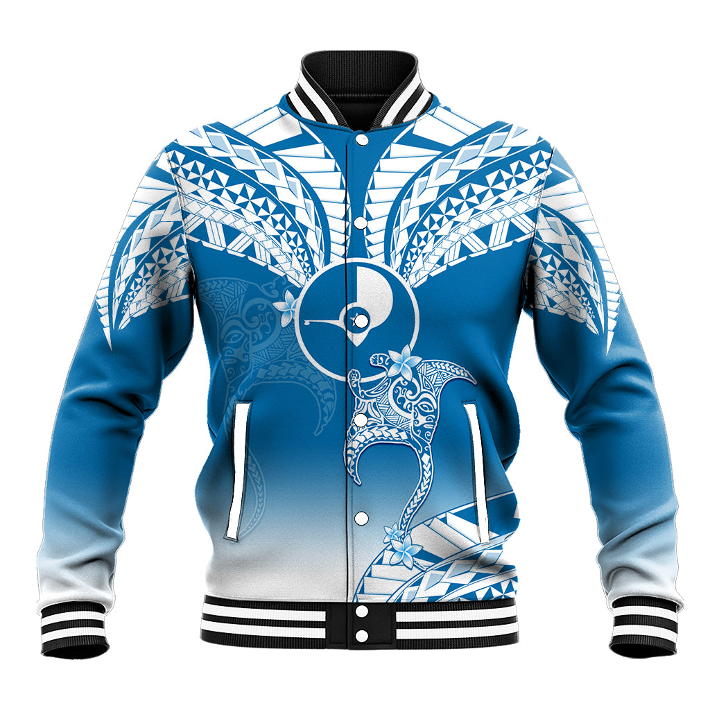 Personalised FSM Yap Constitution Day Baseball Jacket Polynesian Batoids LT05 Unisex Blue - Polynesian Pride