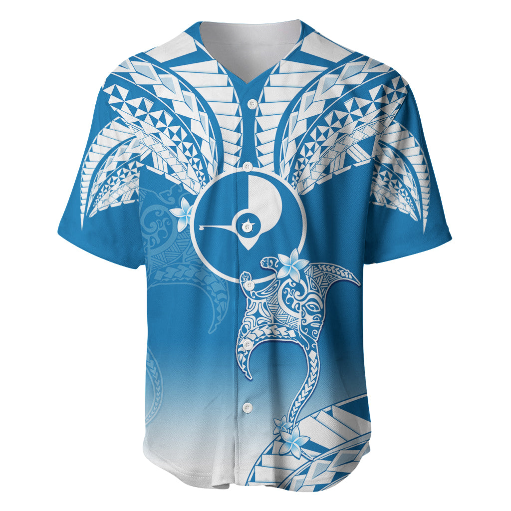 Personalised FSM Yap Constitution Day Baseball Jersey Polynesian Batoids LT05 Blue - Polynesian Pride